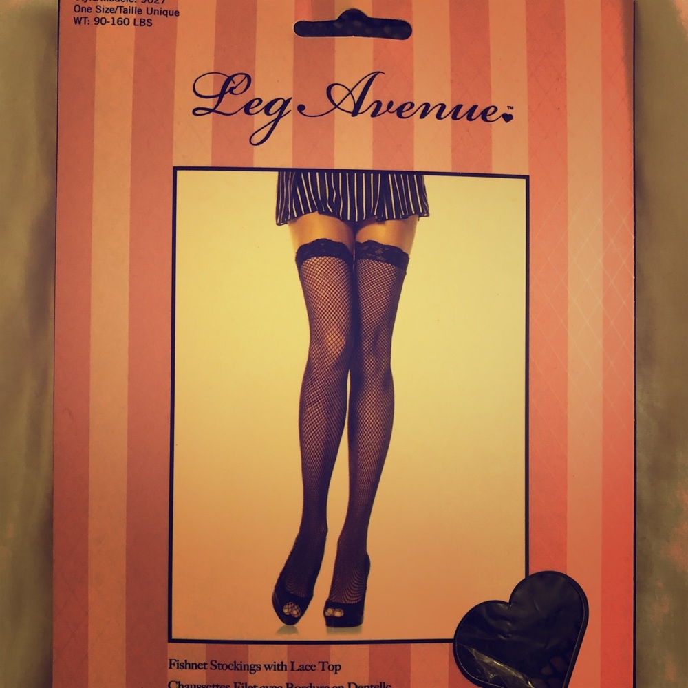 Lace top thigh high fishnets